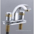 Modern Brass Double Handle Kitchen Faucet